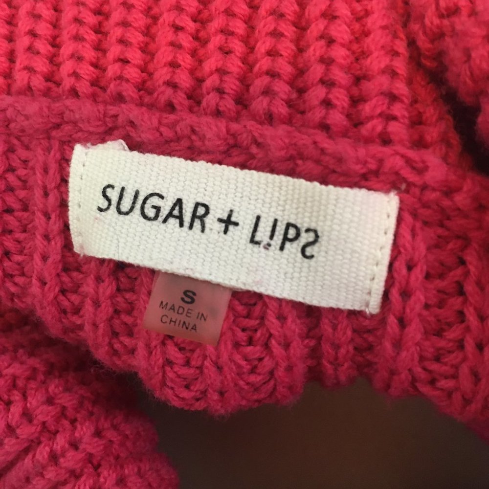 Sugar+Lips Pink Red Oversized Loose‎ Sleeves Pullover Turtleneck Sweater, S - Picture 10 of 10